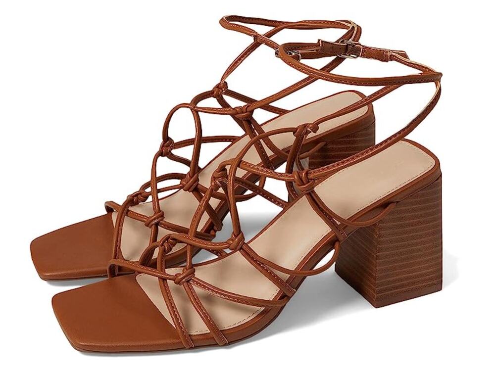 FARYL by Farylrobin Womens Zayne Heeled Sandals Size 8 M EU 38 Cognac Brown NWOB
